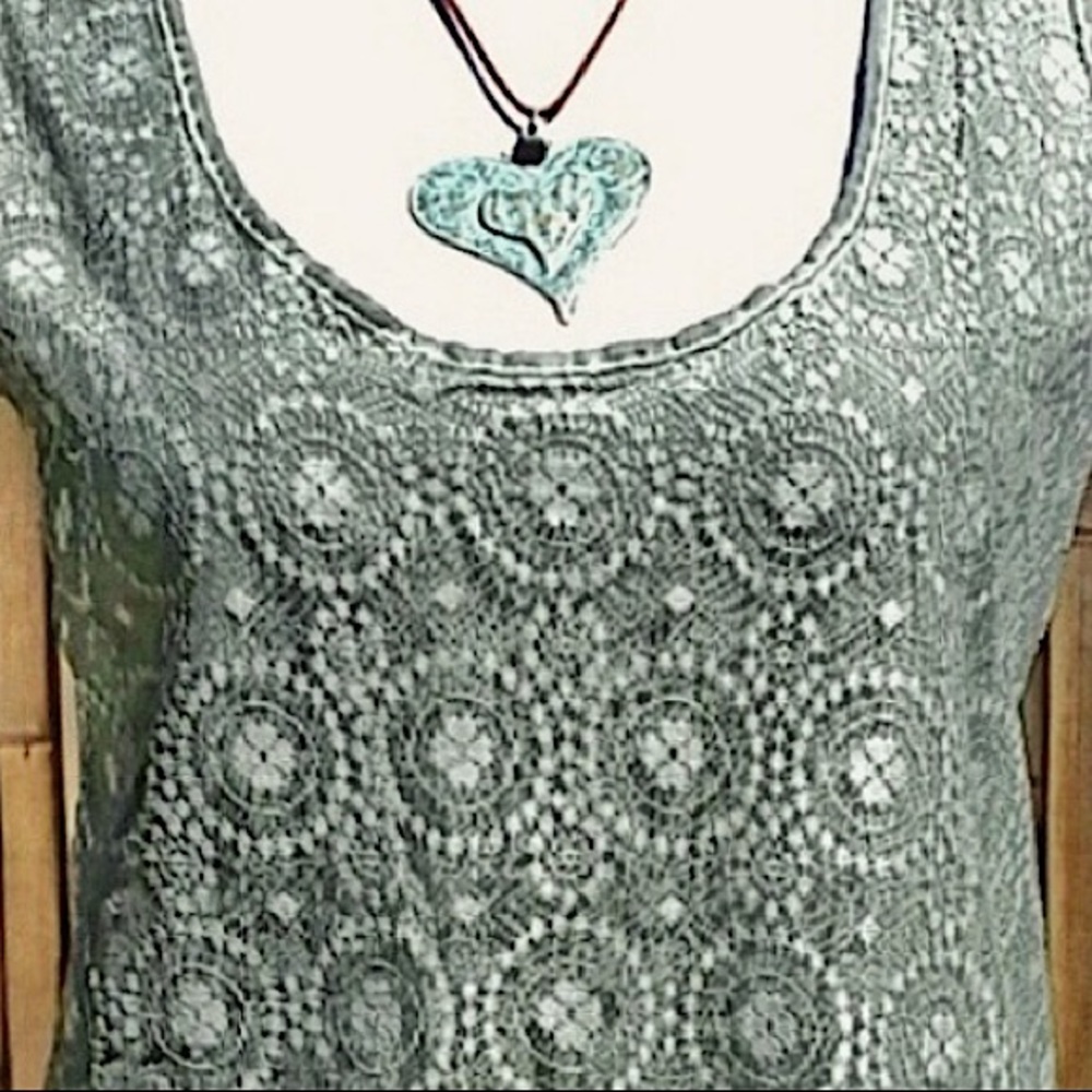 BRAND NEW SEDUZIONE Green Lace Overlay Tie Back Tunic OS - Picture 4 of 8